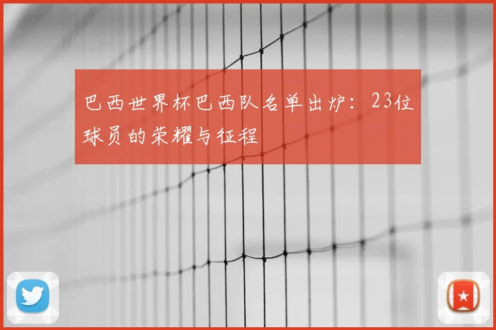 巴西世界杯巴西队名单出炉：23位球员的荣耀与征程